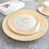 Quatily Top European Golden Rim Bone China Western Food/Steak Plate Ornaments Model Room Countertop Household Ceramic Dishes All-Matching