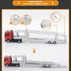 1 50 Simulation Alloy Diecast Large Truck Head Model Container Toy Pull Back Sound Light Engineering Transport Vehicle For Kids 240103