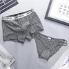 Cuecas sexy casal roupa interior conjunto conforto calcinha de algodão listras mulheres homens boxer para amante