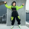 Bühnenkleidung Street Dance Kostüme Kid Performance Rave Kleidung Hip Hop für Mädchen Jazz Outfits Grüne Crop Tops Schwarze Weste Cargohose