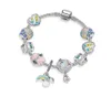 Braccialetti con ciondoli stile magnolia moda Argento sterling 925 Perline con ciondoli europei in vetro di Murano Adatto a braccialetti Fiore nuvola ciondola DI8821817