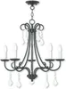 Chandeliers Transitional Five Light Chandelier From Daphne Collection In Pwt Nckl B/S Slvr. Finish Brushed Nickel