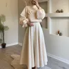 Ethnic Clothing 2024 Islam Abaya Dress Flower Lantern Sleeves Loose Women's Muslim Sets Two Piece Set For Middle East Dubai