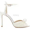 letterg Elegant Bridal Wedding Dress Shoes Sacora Lady Sandals White Pearls Leather Luxury Brands High Heels Women Walking Origianal EU35~40