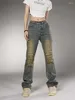 Jeans da donna REDDACHiC Donna Vita bassa Distrutto Fidanzato Strappato Distressed Splash Ink Flare Anni '90 Retro Y2k Harajuku Streetwear