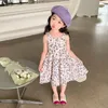 Girl Dresses Summer Chiffon Floral Print Knee Length Cute Fashion Clothing