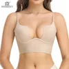 Deep U Neck Bra Shaper Women Push Up Chest Underwear Backless Women Bras Low Cut Sexy Plunge Brassiere Breast Control Shapewear 240104