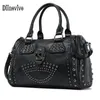 Diinovivo bolsos de lujo con calavera bolso de diseñador para mujer Tote 2023 remache grande Boston Pu cuero bandolera WHDV2215 240104