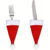 Kitchen Storage 10 Pcs Christmas Dining Table Decor And Fork Bags Tableware Holder Bottle Toppers Cutlery Cover Dinnerware Sets