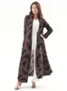 Trenchs de femmes Miyake plissé vintage imprimé à manches longues à col rabattu robe femmes 2024 abaya original designer cardigan