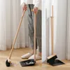 SHIMOYAMA Broom and Dustpan Set Home Cleaning Upright Sweeper Broomstick Long Handle Beech Wooden Floor Clean Dust Brush Tool 240103