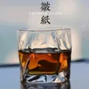 日本の江戸デザイナークランプルペーパー不規則な形状クリスタルファセットder whiskybecherウイスキーロックグラスアートワークワインカップ240104