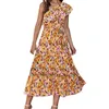 Vestidos casuais elegante boho floral impressão um ombro vestido mulheres sem mangas sexy longo boêmio férias festa senhora vestidos