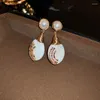 Halsbandörhängen Set Luxury Zircon Freshwater Pearl Pendant Earring Armband för kvinnor Retro mångsidiga smycken