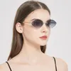 Sommer-Runway-Stil THE SKYLINE Sonnenbrille Herren Damen mit rahmenlosen rautenförmigen Gläsern Metall weiße Beine Outdoor-Reise-Sonnenbrille mit Box