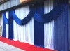 Supplies 3*6m (10ft*20ft) royal blue backdrop church Stage Curtain with Sequin Swags Ice Silk Wedding Party Stage Decoration