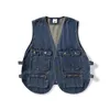 Gilet da uomo Tasca in denim Gilet cargo da uomo Allentato SlePocket Gilet senza meneve Giacca Streetwear Multi-tasca Baggy Men