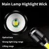 1/2st LED mini -ficklampor, USB -laddningsbar, med COB -sidoljus, zoom, vattentät fackljus, lämplig för camping, vandring, underhåll