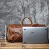 Vintage Genuine Leather Men's Travel Bag Crazy Horse Leather Duffel Bag Large Capacity Top-Layer Cowhide Handbag Crossbody NZPJ 240104