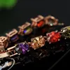 Jewepisode Fashion 18K Rose Gold Color Rainbow 5A Cubic Zircon Charm Bracelets for Women Ladies Party Bracelet Wholesale 240104