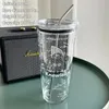 Kreativer 1000-ml-Wasserbecher aus Glas mit großem Fassungsvermögen, hochtemperaturbeständiges Trinken für Mädchen zu Hause, mit Deckel und Strohhalm 240103