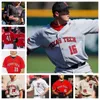 Jersey de baseball Texas Tech TTU College Hommes Femmes Jeunes Enfants Tout cousu 25 Owen Washburn 26 Dylan Maxcey 28 Taber Fast 31 Damian Bravo 32 Paroisse Trendan 34 Petty