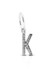 Letter K Authentic 925 Sterling Silver Jewelry Crystal A-Z Letter Pendant Charms Fit For Original Armband Halsband791323CZ5667784