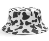 かわいいリバーシブル黒い白い牛の印刷パターンバケツ帽子男性女性サマーフィッシングハット2サイドフィッシャーマンキャップトラベルパナマ2699466