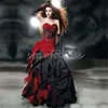 Vintage Black And Red Gothic Wedding Dresses Halloween Victorian Pleat Ruffles Country Bridal Gowns Sweetheart Romantic Fantasy Medieval Aesthetic War Bride 2024