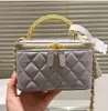 Designer Women Quilted Vanity With Chain Bag Luxury Brand Lambskin Leather Handle Trunk Shoulder