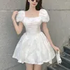 Vestidos de festa casual elegante vestido de uma peça mulheres puff manga coreana senhoras mini high street vintage doce roupas verão 2024