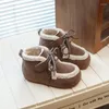 Bottes 2024 Enfants Chaussures Pour Fille Hiver Chaud Enfant En Bas Âge Court Cheville Mode Couleur Unie Polyvalent Enfants En Plein Air Coton