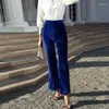 Women's Pants Autumn And Winter Fashion Velvet Flared Women High Waist 2024 Office-lady Warm Loose Fit Trousers Casual 30148