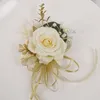 Decorative Flowers Manufacturer Supplier 2024 Bride Corsage With Pearl Artificial Wedding Flower