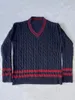 Maglioni da uomo Maglione preppy lavorato a maglia tutto abbinato Pullover casual caldo ed elasticizzato con scollo a V per studenti adolescenti Autunno Inverno
