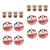 Disposable Dinnerware 40pcs Christmas Paper Plates Xmas Dish Fruit Plate Beverage Cup