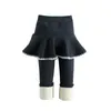 Broek 2024 Winter Meisjes Broek Bootcuts Fleece Leggings Voor Kinderen Dikke Warme Valse Twee Stukken Kinderen Rokbroek 3-10Years