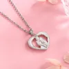 Mom Hugged Two Kids Baby Pendant Chain 925 Sterling Silver Heart Angel Wings Rose Gold Necklace For Women Mother's Day Jewelry 240103