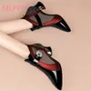 Autumn style thick heel fashion pointy single shoes women breathable comfortable high heels temperament vintage shoes 240103