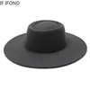 Klassieke Britse stijl 9,5 cm grote brede rand Fedora hoed voor vrouwen mode herfst winter vilt kerk hoeden trouwjurk jazz cap 240103