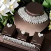 HIBRIDE elegante diseño de gargantilla de circonio cúbico 4 Uds. Conjuntos de collar y pendientes para mujer conjunto de joyería nupcial Nigeria boda N-45 240103