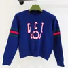 Designer knitwear jacquard letters logo sweet sister style autumn and winter ladies round neck long-sleeved knitted tops