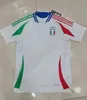 23 24 Italys 축구 유니폼 125 주년 기념 Donnarumma Buffon Chiellini Verratti Totti 2023 2024 Italias Euro Cup 팬 플레이어 키즈 키트 셔츠