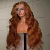 Colored Orange Ginger Body Wave 360 Hd Lace Frontal Wig Brazilian Natural Color 40 Inch Body Wave Lace Front Human Hair Wigs