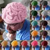 Casquettes de balle Couleur unie Chapeau de cerveau drôle tricoté à la main personnalisé multi-mode décontracté Bonnet