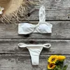 Sexig låg midja bikini set solid one axel thong badkläder kvinnor baddräkt strandkläder baddräkter Biquini sommar Brasilien 240103