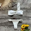 Sexy Lage Taille Bikini Set Effen Een Schouder Thong Badmode Vrouwen Badpak Beachwear Badpakken Biquini Zomer Brazilië 240103