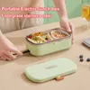 Portable Electric uppvärmd lunchlåda utomhus resekontor mat klass rostfritt stål isolerad lunchlåda 36W 240103