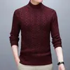 Jesień zima mężczyźni zagęszczona próbna szyja swetry koreańskie mody swobodny długie rękawy męskie ubrania Sliming Botting Knitle Pullover 240104