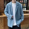 Men's Suits Fashion Oversize Plaid Blazer Jacket Men Japanese Style Clothing Vintage Casual Loose Grid Suit Coat Hip Hop Streetwear Khaki